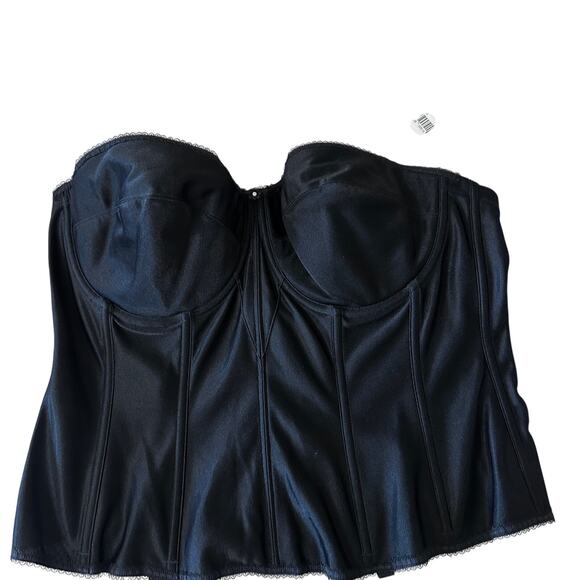 NWT Dominique Juliette Satin Corset size 44D color Black Long-Line Bustier Goth - Picture 3 of 11
